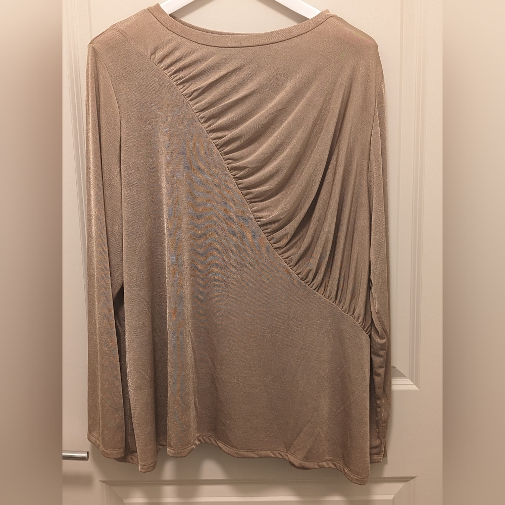 Plus size Eloquii Rouched Taupe Blouse 26/28